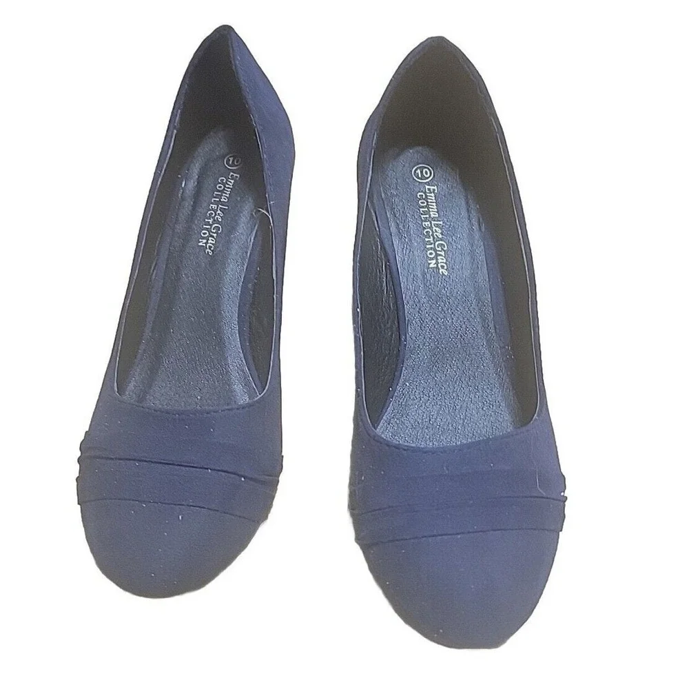 Emma Lee Grace Collection Navy Blue‎ Wedge Heels Shoes Women Size 10